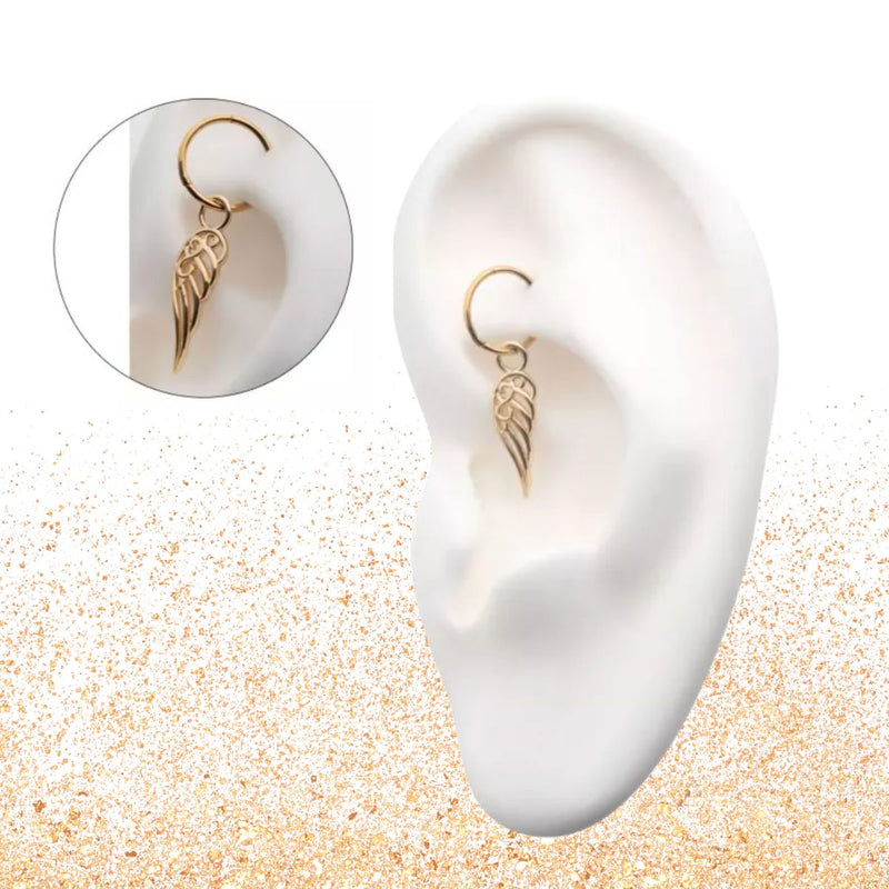 14K Gold Angel Wing Earring Charm