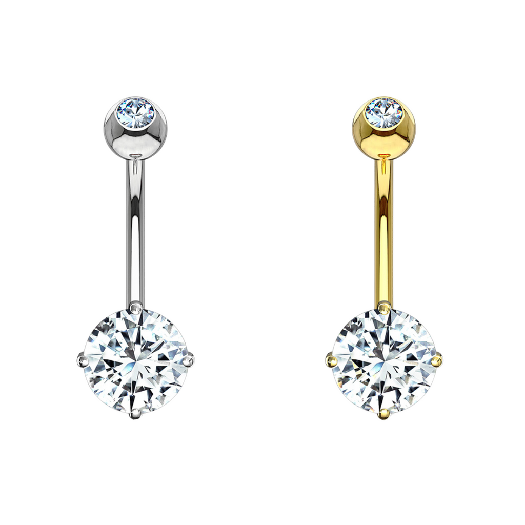 14K Gold CZ Navel Bellybutton Barbell MrInkwells