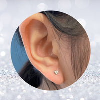 Classic 14K Gold Threadless Heart Earring with Titanium Flat Back Earring