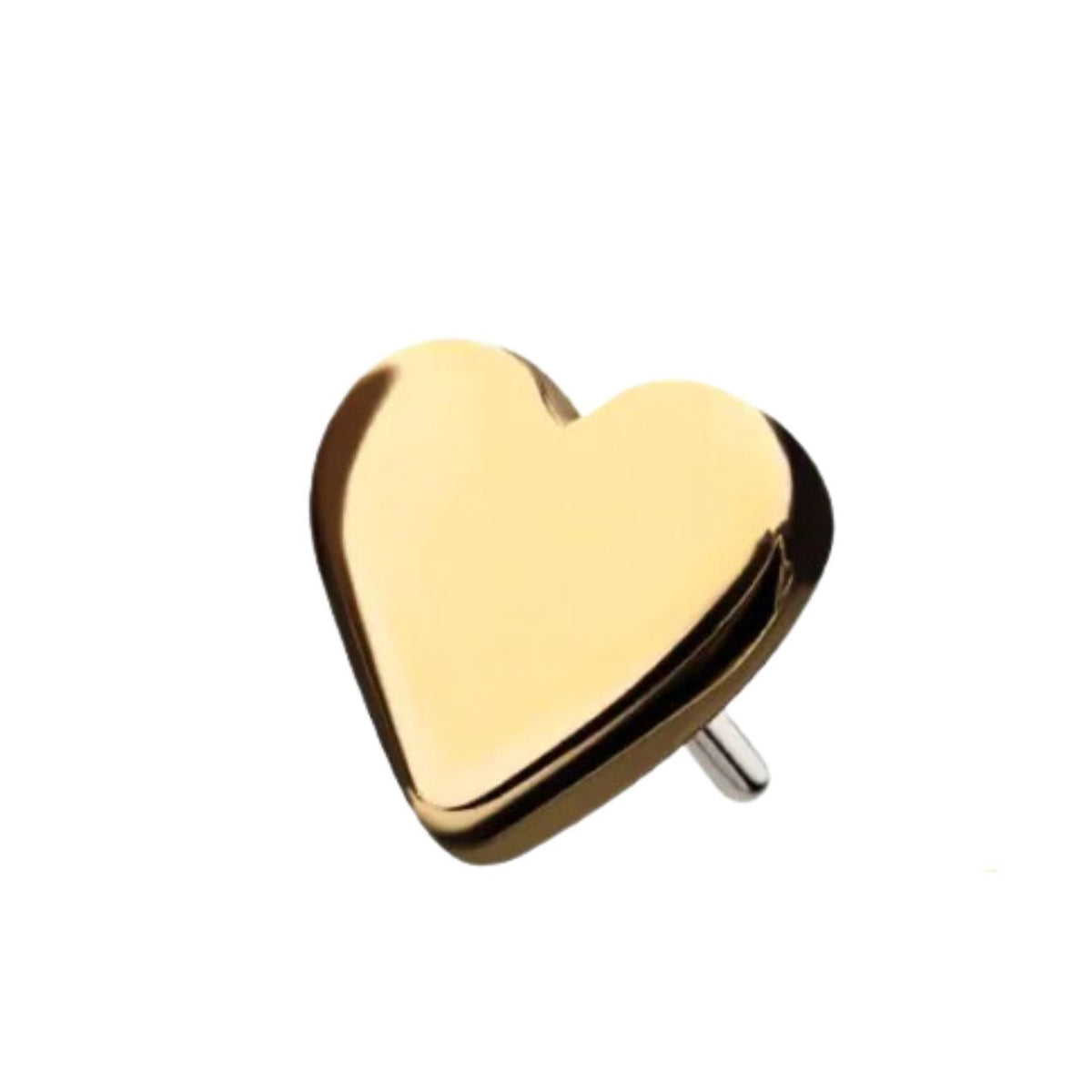 Classic 14K Gold Threadless Heart Earring with Titanium Flat Back Earring