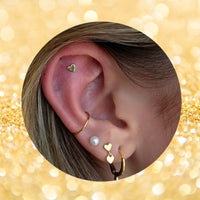 Classic 14K Gold Threadless Heart Earring with Titanium Flat Back Earring