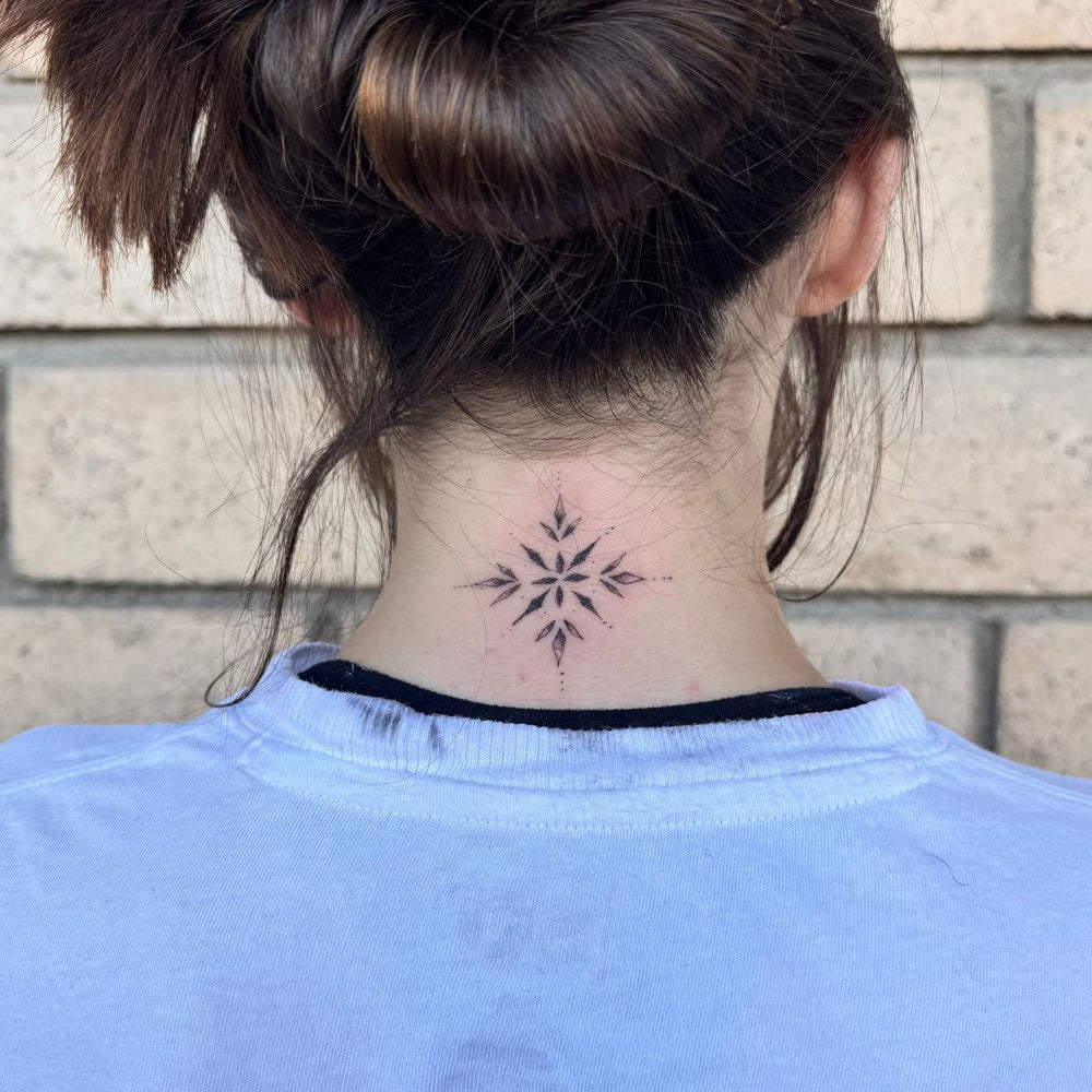 Back of Neck Geometric Tattoo