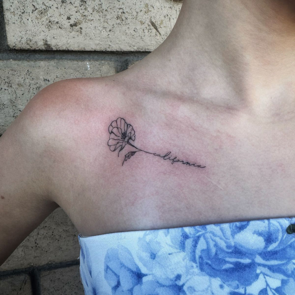 Flower Stem Script Tattoo