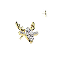 Titanium Threadless Flat Back CZ Reindeer Earring