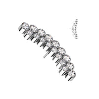 Titanium Threadless Push In Flat Back Double Bezel CZ Curved Bar Earring