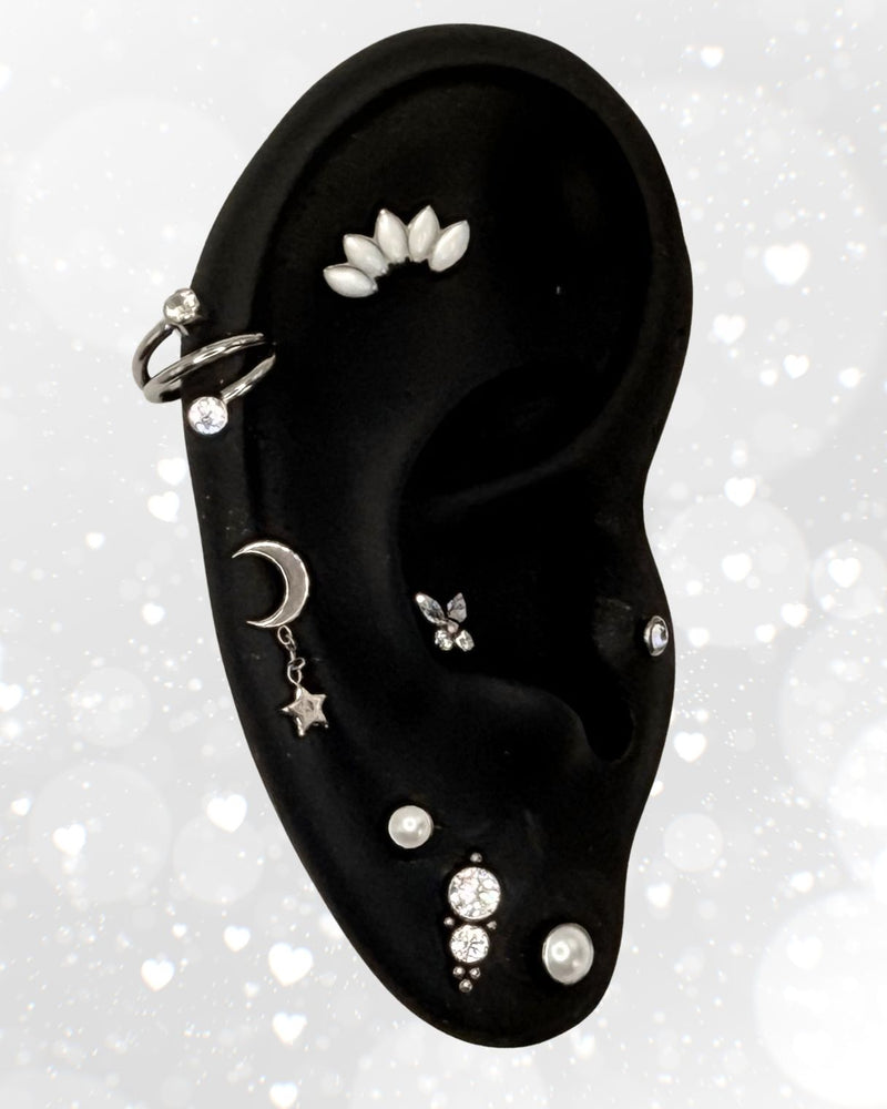 Titanium Double Spiral with CZ Bezels Hinge Ring