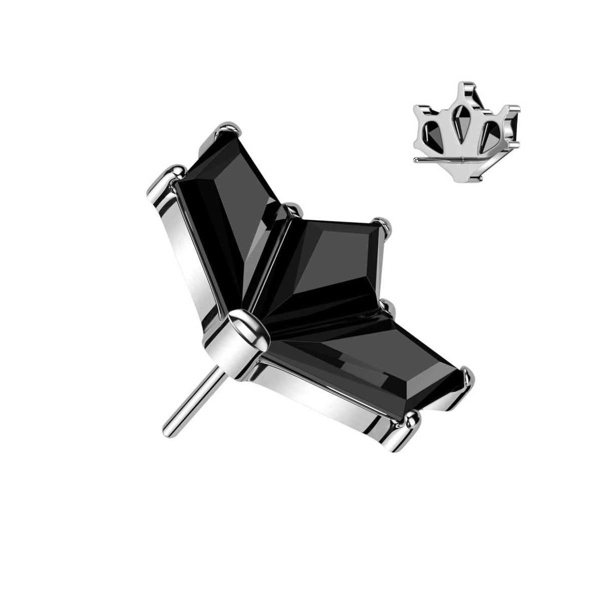 Titanium Threadless CZ Fan Flat Back Earring