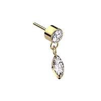 Titanium Threadless CZ Marquis Dangle Flat Back Earring