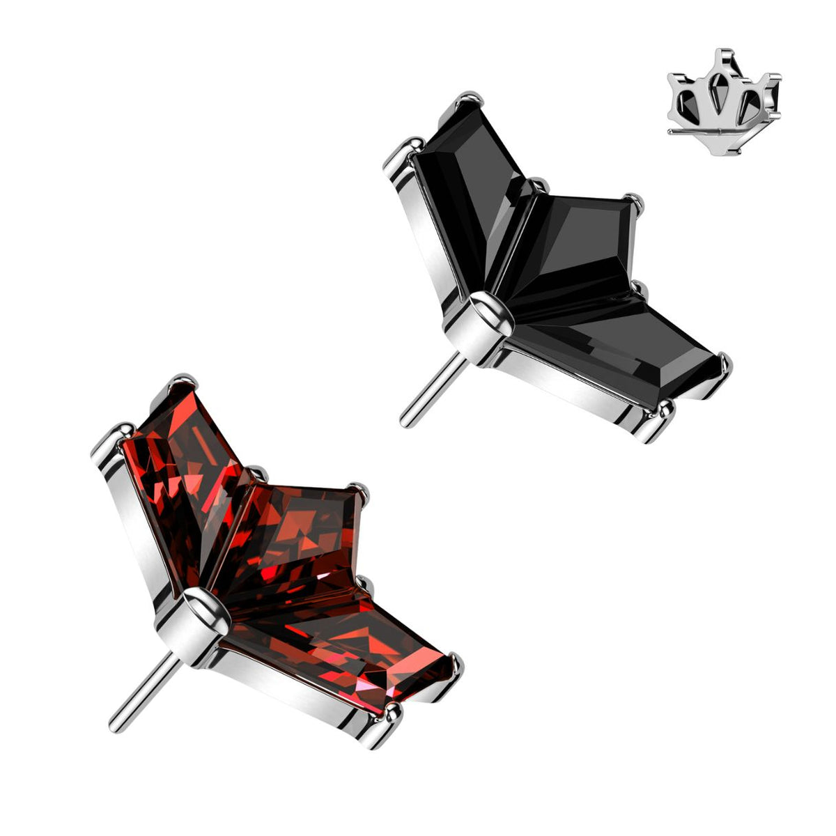 Titanium Threadless CZ Fan Flat Back Earring