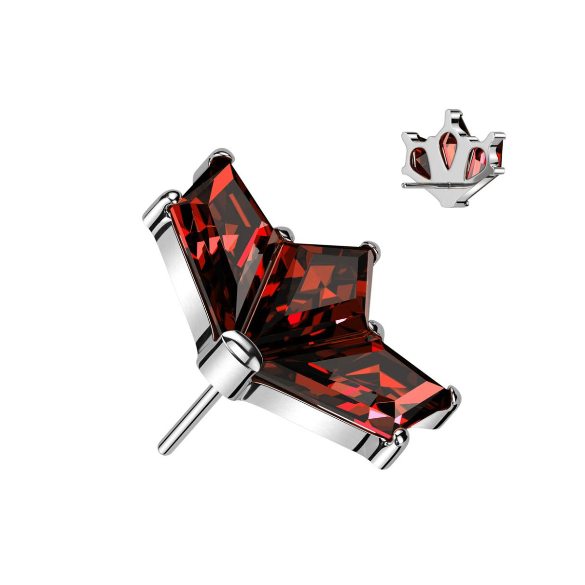 Titanium Threadless CZ Fan Flat Back Earring