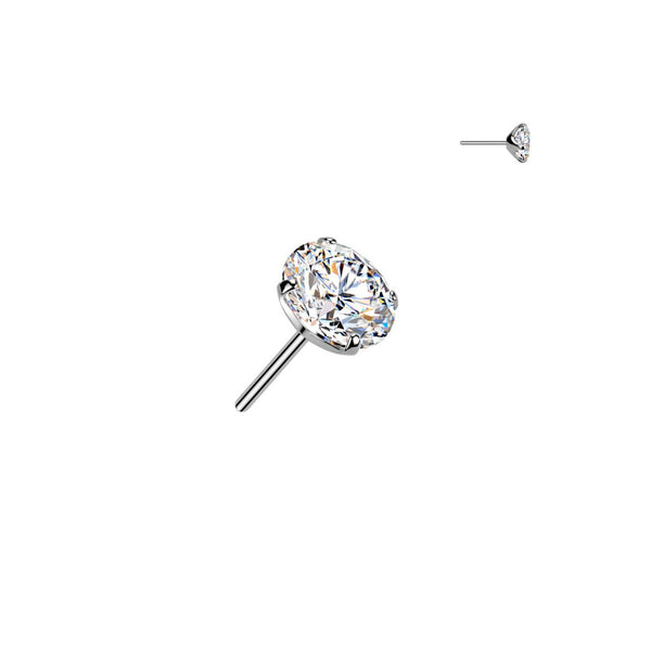 Titanium Threadless Push In Round Prong Moissanite Earring