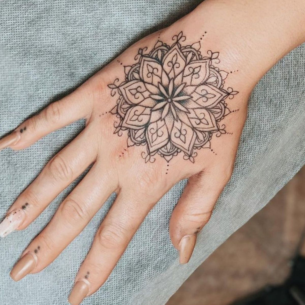 Mandala Tattoo Fine Line Hand Tattoo Mr. Inkwells Tattoo Shop