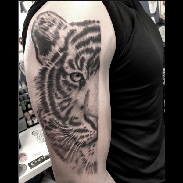 Realistic Tiger Tattoo Mr Inkwells Tattoo Shop LA and OCs Best Tattoo Shop