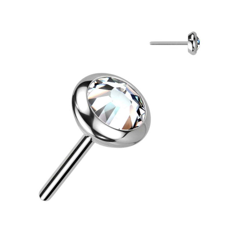 Titanium Threadless Push In Flat Back 3mm Flat CZ Bezel Earring