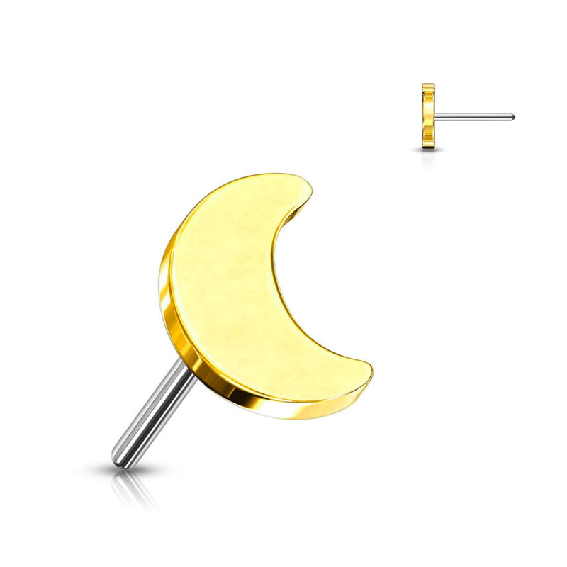 Titanium Threadless Push in Flat Back Moon Earring