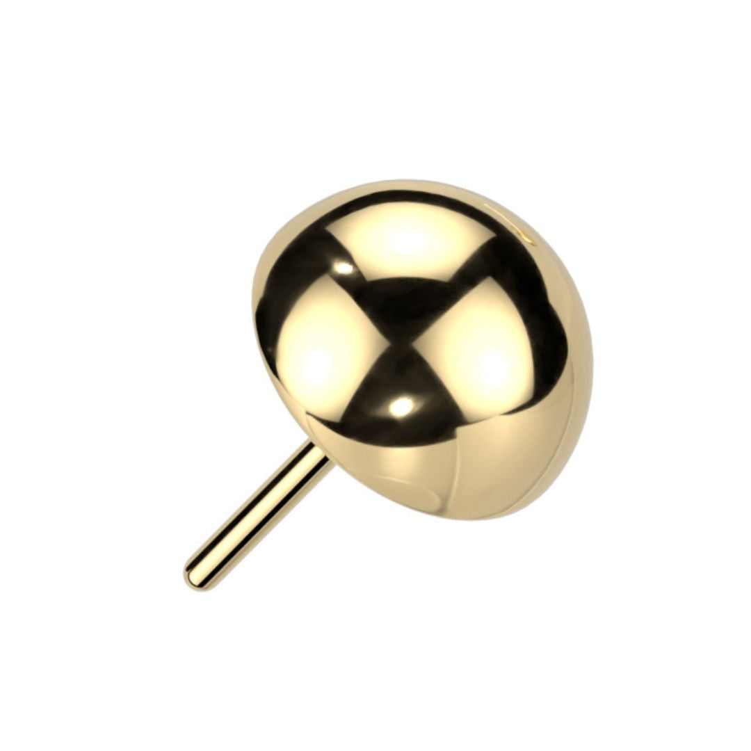 Gold Titanium Threadless Push in Flat Back Dome Earring