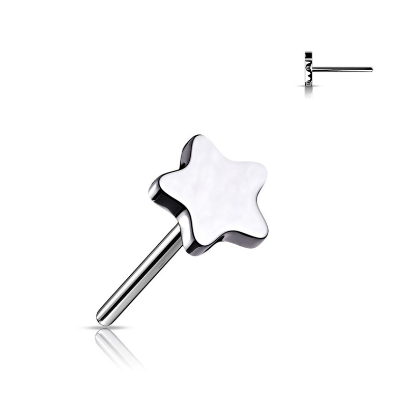 Titanium Threadless Push in Flat Back Star Earring