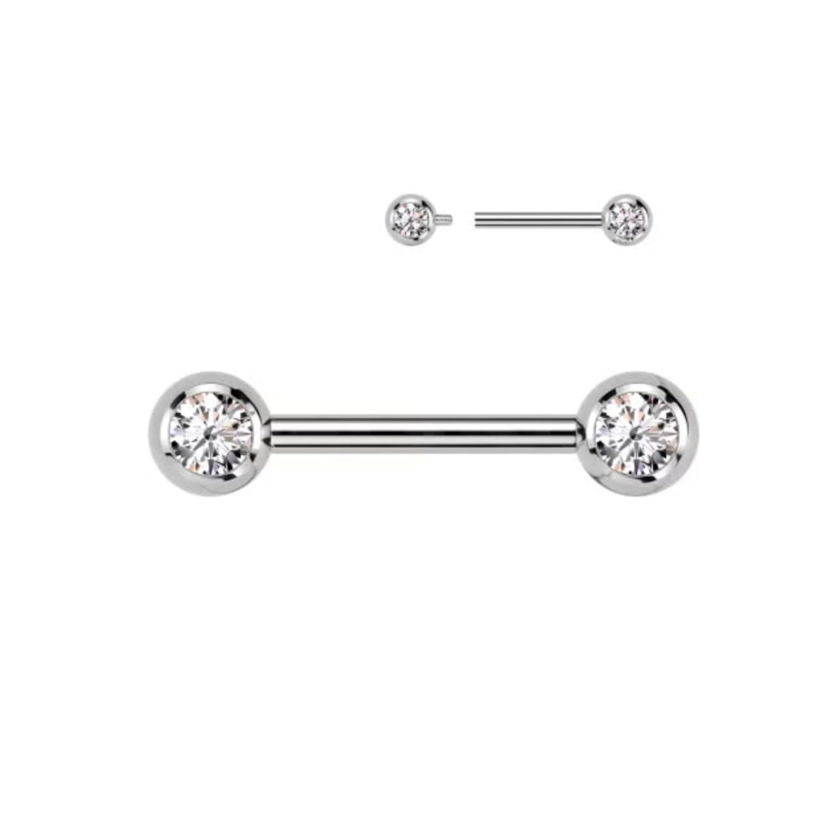 Titanium Internally Threaded CZ End Nipple Barbell