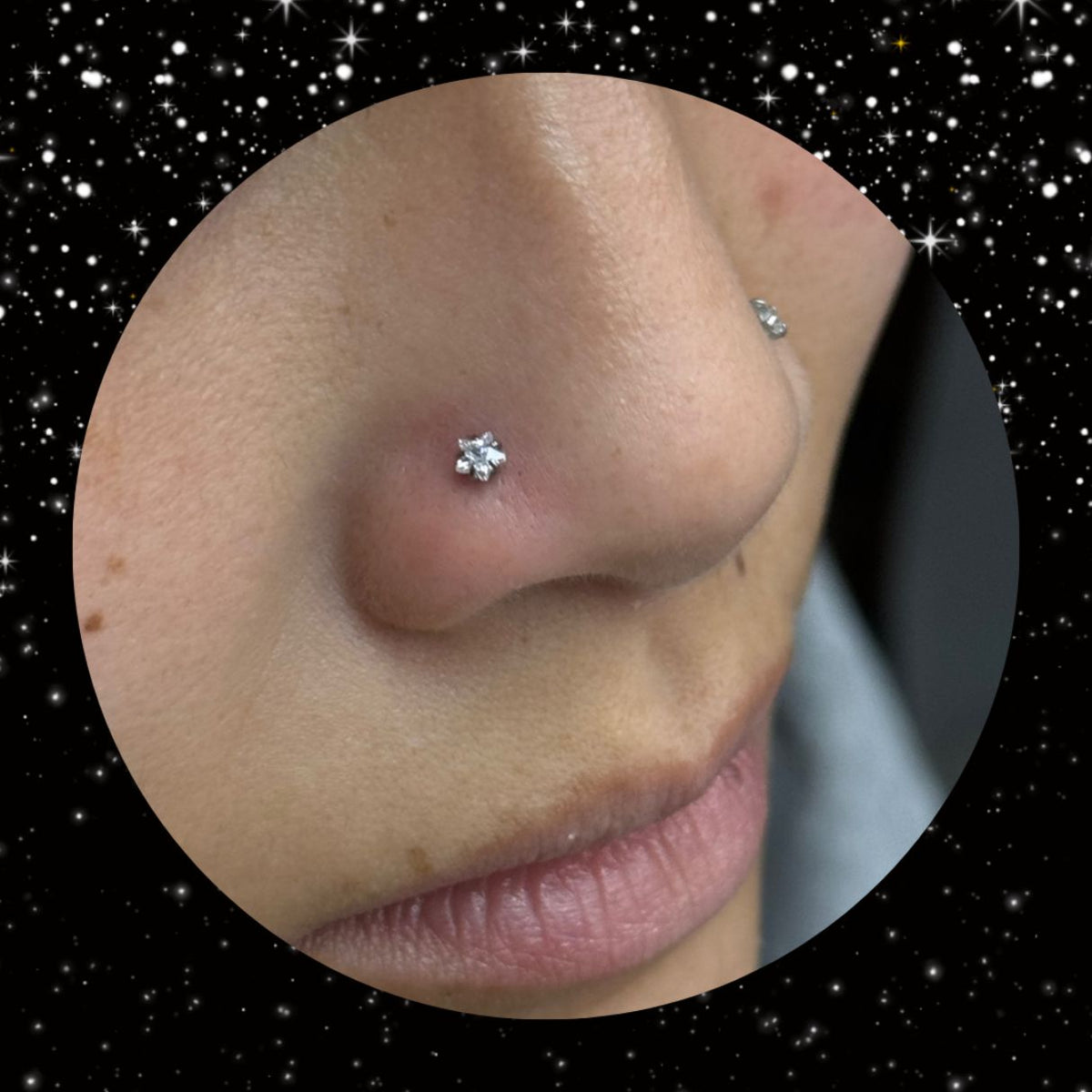 Titanium Threadless Push In Flat Back CZ Star Earring