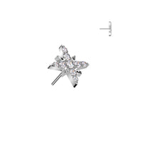 Titanium Threadless Push In Flat CZ Starburst Earring