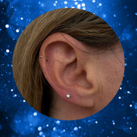 Titanium Threadless Push In Flat Back CZ Star Earring