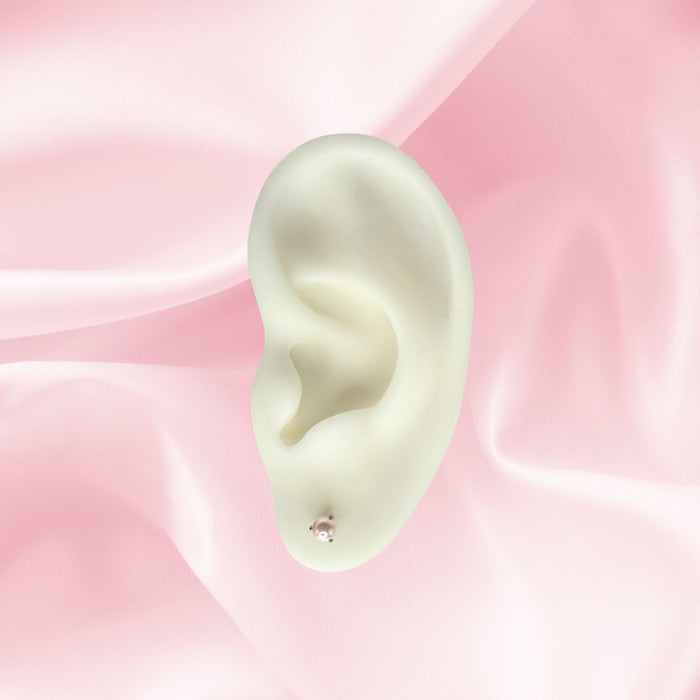 Titanium Threadless Flat Back 4mm Pink Pearl Earring