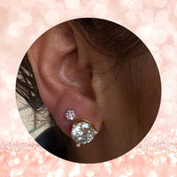 Titanium Threadless Push in Flat Back CZ Flower Earring