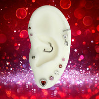 Titanium Threadless Flat Back CZ Heart Dangle Earring