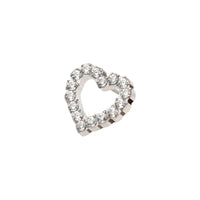 Titanium Threadless Push In Flat Back Open CZ Heart Earring