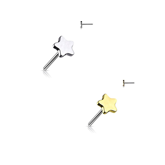 Titanium Threadless Push in Flat Back Star Earring