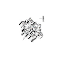 Titanium Threadless Flat Back 6 Pointed CZ Snowflake Earring