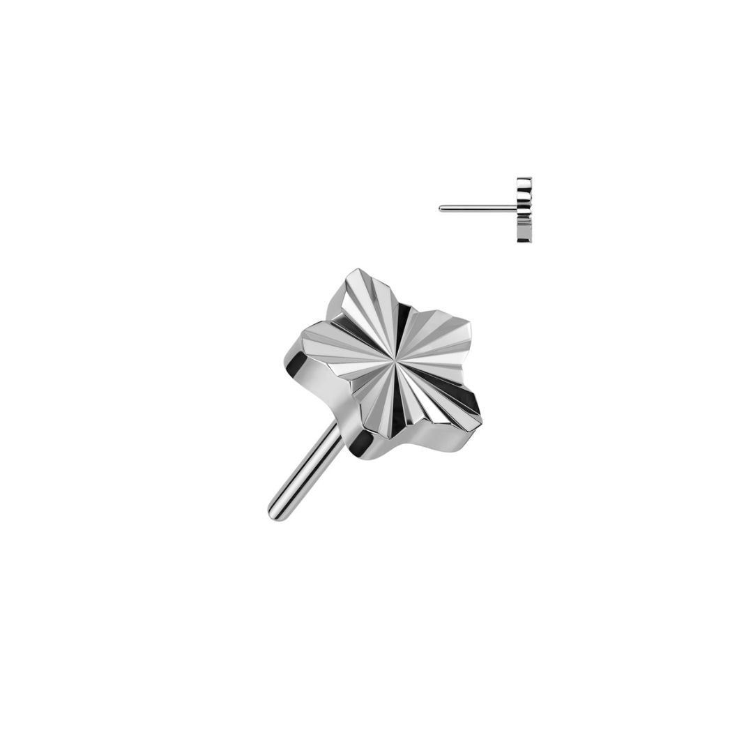 Titanium Threadless Push in Flat Back Diamond Cut Star Earring