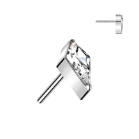 Titanium Threadless Push In Flat Back Diamond Shape CZ Earring