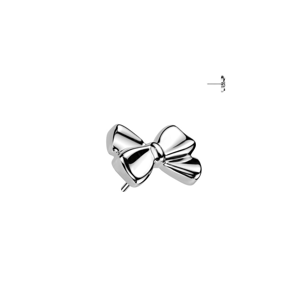 Titanium Threadless Flat Back Bow Earring