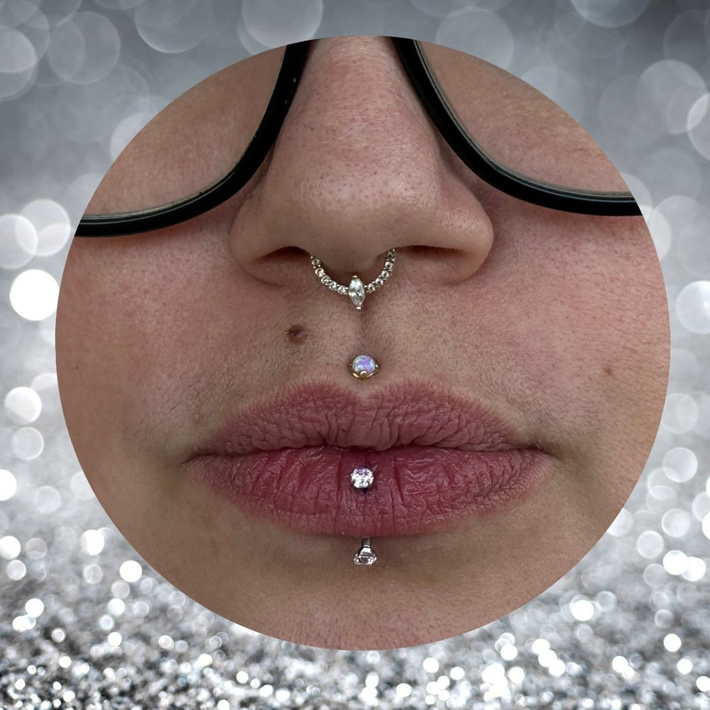 Vertical Labret Piercing Mr.Inkwells Tattoo and Piercing Shop Oc's Best