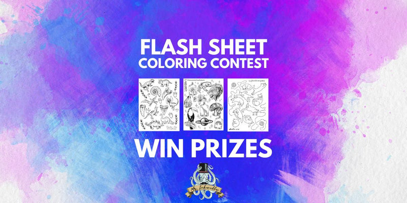 Tattoo Flash Sheet Coloring Contest Mr. Inkwells LA and OCs Best Tattoo and Piercing Shop
