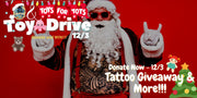 Toys For Tots Toy Drive and Win a Tattoo and Piercing Mr. Inkwells Tattoos and Toys Banner
