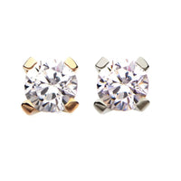 Classic 14K Gold Threadless CZ Prong Earring with Titanium Flat Back Earring