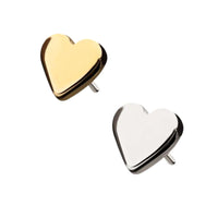 Classic 14K Gold Threadless Heart Earring with Titanium Flat Back Earring