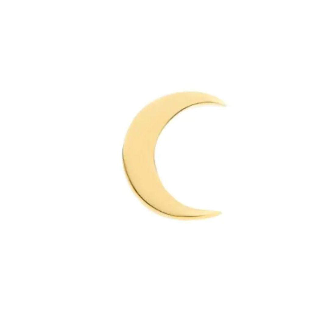 Classic 14K Gold Threadless Crescent Moon Earring with Titanium Flat Back Earring