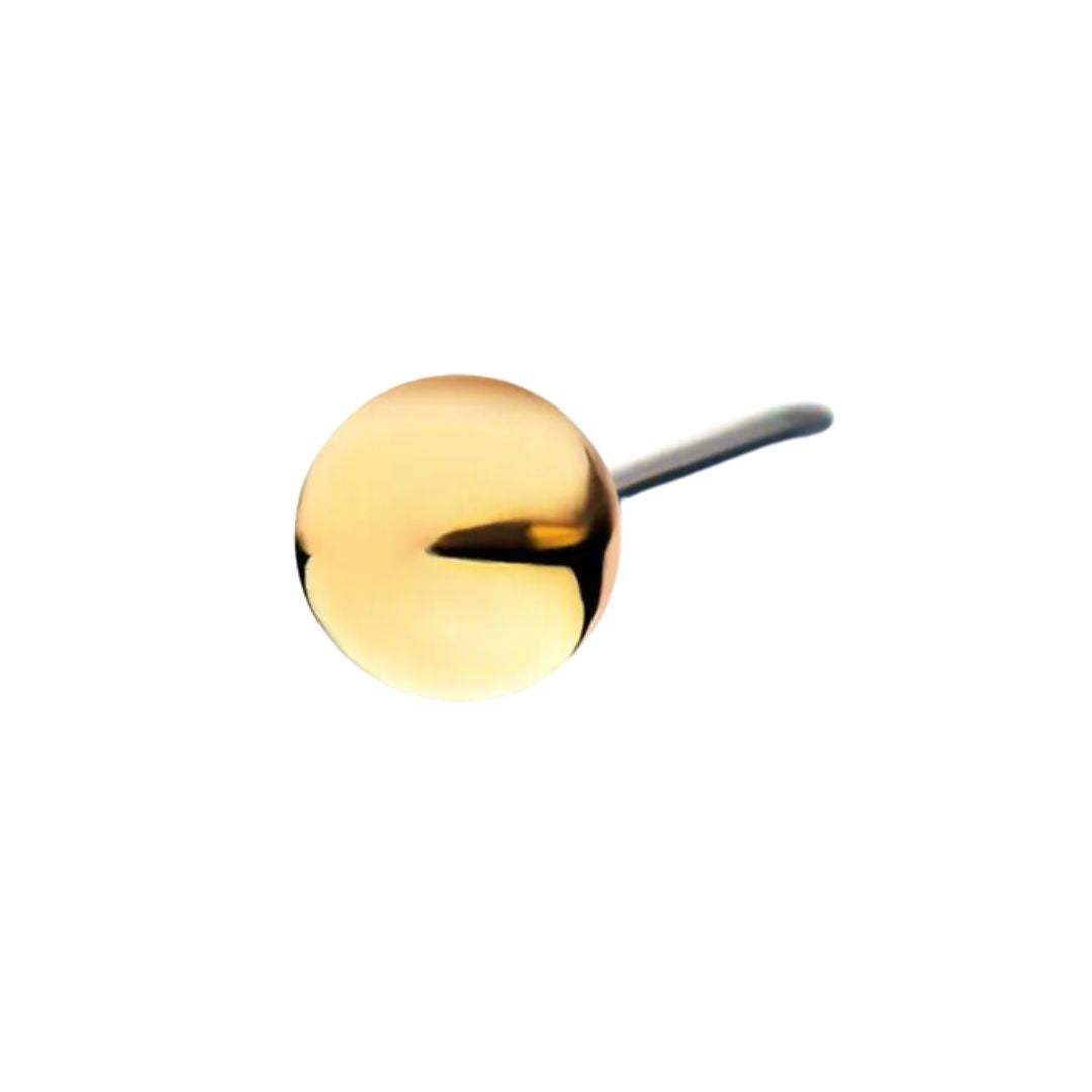 Classic 14K Gold Threadless 2mm Ball Earring with Titanium Flat Back Earring