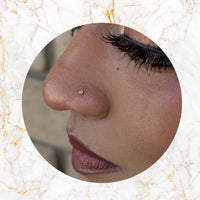 Classic 14K Gold Threadless CZ Bezel Earring with Titanium Flat Back Earring