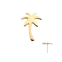 14K Gold Threadless Flat Back Palm Tree Earring with Titanium Backing