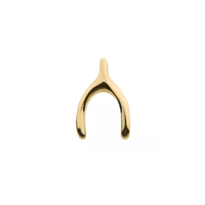 14K Gold Threadless Wishbone Earring with Titanium Backing