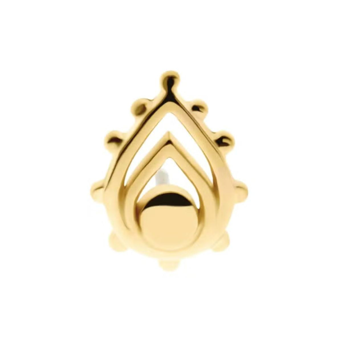 14K Gold Threadless Flat Back Beaded Teardrop Earring with Titanium Backing
