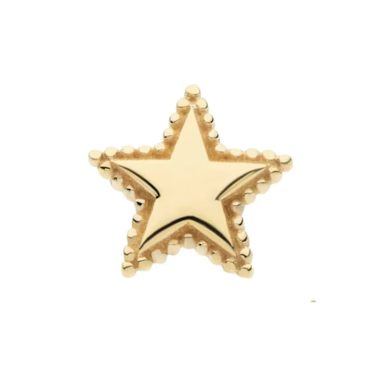 14K Gold Threadless Flat Back Beaded Star Earring with Titanium Backing