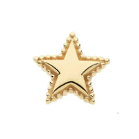 14K Gold Threadless Flat Back Beaded Star Earring with Titanium Backing