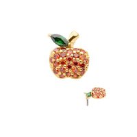 14K Gold Threadless CZ Apple Earring with Titanium Backing
