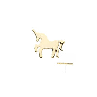 14K Gold Threadless Unicorn Earring with Titanium Backing