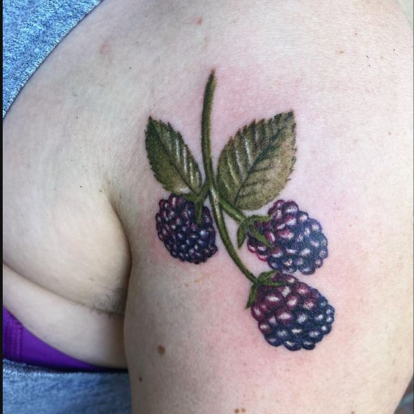 Black Berry Realistic Tattoo